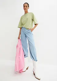 Gestreept T-shirt met raglanmouwen en hooggesloten hals, bonprix