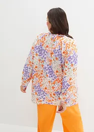 Wijde blouse in A-lijn met structuur, print en 7/8 mouwen, bonprix