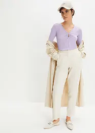 Geribd shirt met V-hals, halflange mouw, bonprix