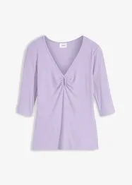 Geribd shirt met V-hals, halflange mouw, bonprix