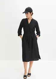 Jurk met zakken in een mix van linnen en viscose, bonprix