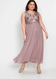 Maxi jurk met pailletten en borduursel, bonprix