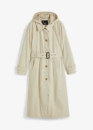 Kuitlange jas in trenchcoat stijl met afneembare capuchon, bonprix