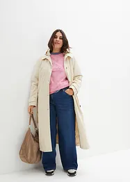 Kuitlange jas in trenchcoat stijl met afneembare capuchon, bonprix