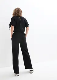 Jersey jumpsuit met rijgkoordjes en wijde pijpen, bonprix