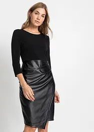 Jurk van imitatieleer met lijfje van jersey, bonprix