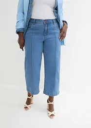 Wide leg mid waist jeans, cropped, bonprix