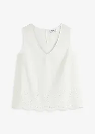 Wijde blousetop van biologisch katoen met broderie anglaise, bpc bonprix collection