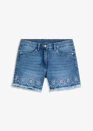 Jeans short met broderie anglaise, bonprix