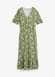 Jersey jurk met pofmouwen en volant, bonprix
