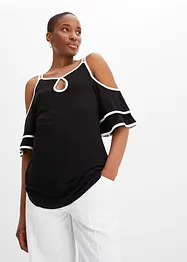 Cold shoulder shirt met contrasten, BODYFLIRT boutique