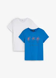 Basic T-shirt met print (set van 2), bonprix