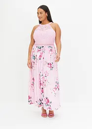 Maxi jurk met bloemenprint en kant, bonprix