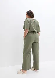 Jersey jumpsuit met rijgkoordjes en wijde pijpen, bonprix