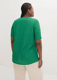 Crêpe shirt met broderie anglaise, licht transparant, bonprix