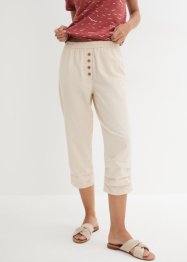 High waist 3/4 broek met linnen en comfortband, bpc bonprix collection