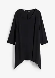 Wijde tuniek van viscose met puntige zijkanten, V-hals en 3/4 mouwen, bonprix