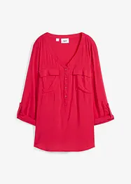 Blouse met lange mouwen en V-hals in vloeiende viscose, bonprix