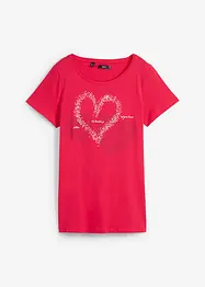 Katoenen shirt met hart, korte mouw, bonprix