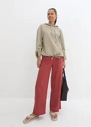 Blouse met capuchon van linnenmix, bonprix