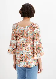 Gedessineerde blouse met kant, bonprix