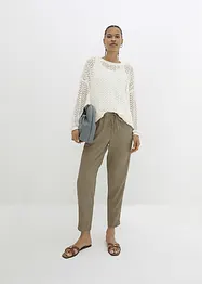 Linnen broek met kant opzij, cropped, bonprix