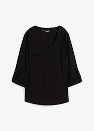 Blouse met lange mouwen en V-hals van vloeiende viscose, bonprix