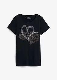 Katoenen shirt met hart, biologisch katoen, bonprix