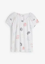 Gedessineerd carmen-shirt met ronde hals van biologisch katoen, bonprix