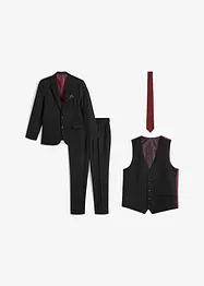 Slim fit pak (4-dlg. set): colbert, broek, gilet, stropdas, bonprix
