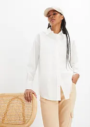 Oversized overhemdblouse met knoopsluiting van katoen, bonprix