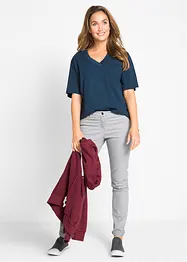 Wijd longshirt met V-hals (set van 5), korte mouw, bonprix