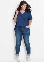 Wijd longshirt met V-hals (set van 5), korte mouw, bonprix