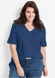Wijd longshirt met V-hals (set van 5), korte mouw, bonprix