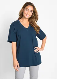 Wijd longshirt met V-hals (set van 5), korte mouw, bonprix