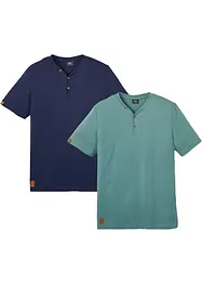 Henley shirt, korte mouw (set van 2) van biologisch katoen, bonprix