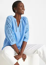 Mousseline tuniek met broderie anglaise, bonprix