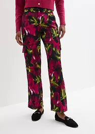 Satijnen cargo broek met bloemenprint, bonprix