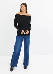 Geribde off shoulder trui, bonprix