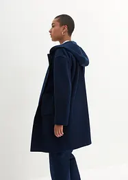 Korte coat in wollen look met capuchon, bonprix