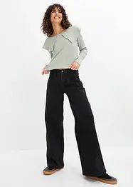 Wide leg jeans met mid waist, bonprix