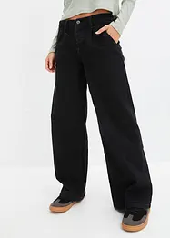 Wide leg jeans met mid waist, bonprix