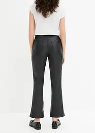 Wijde imitatieleren broek met mid waist, bonprix