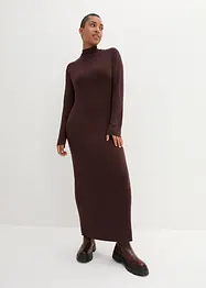 Gebreide maxi jurk met opstaande kraag, lange mouw, bonprix