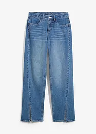 Wide jeans met mid waist en splitten, bonprix