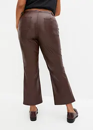 Wijde imitatieleren broek met mid waist, bonprix