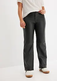 Imitatieleren broek met mid waist, bonprix