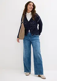 Wide leg jeans met mid waist, bonprix