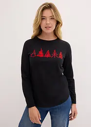 Katoenen longsleeve met kerstmotief, bonprix