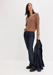 Flared jeans met low waist en riem, rinse washed (2-dlg. set), bonprix